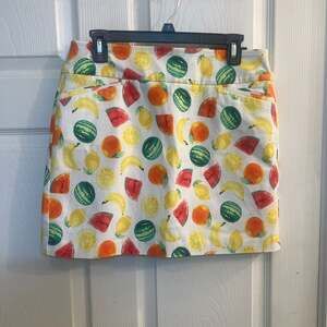 ATTYRE NEW YORK Katherine Tropical Fruit Print Skort Size 8 Summer Lemon